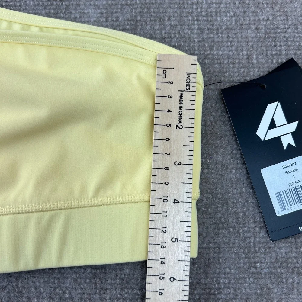 Fourlaps Solo Sports Bra Womens Small‎ Yellow Nylon Stretch One Shoulder Yoga